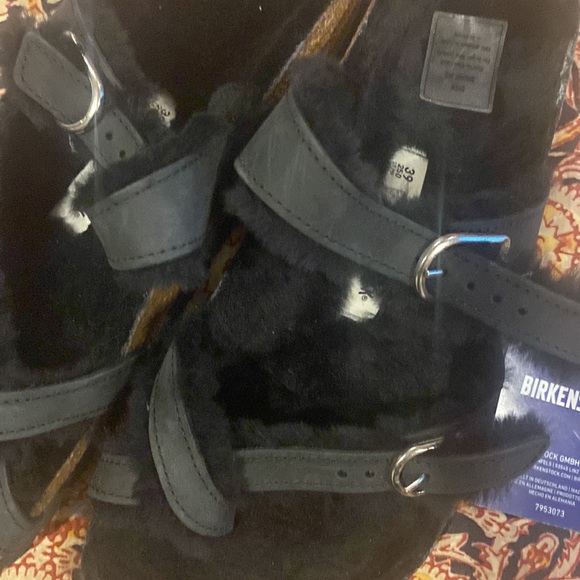 NWT Birkenstock Black Mayari Shearling lined Sandals Leather size 39 8 - Picture 10 of 10